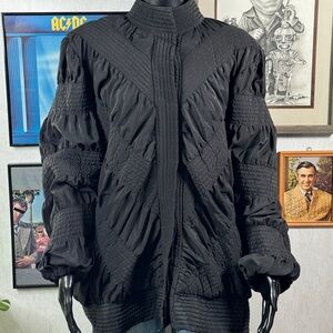 Vintage Marguerite Rubel Quilted Black Jacket | USA Made Textured Statement Coat